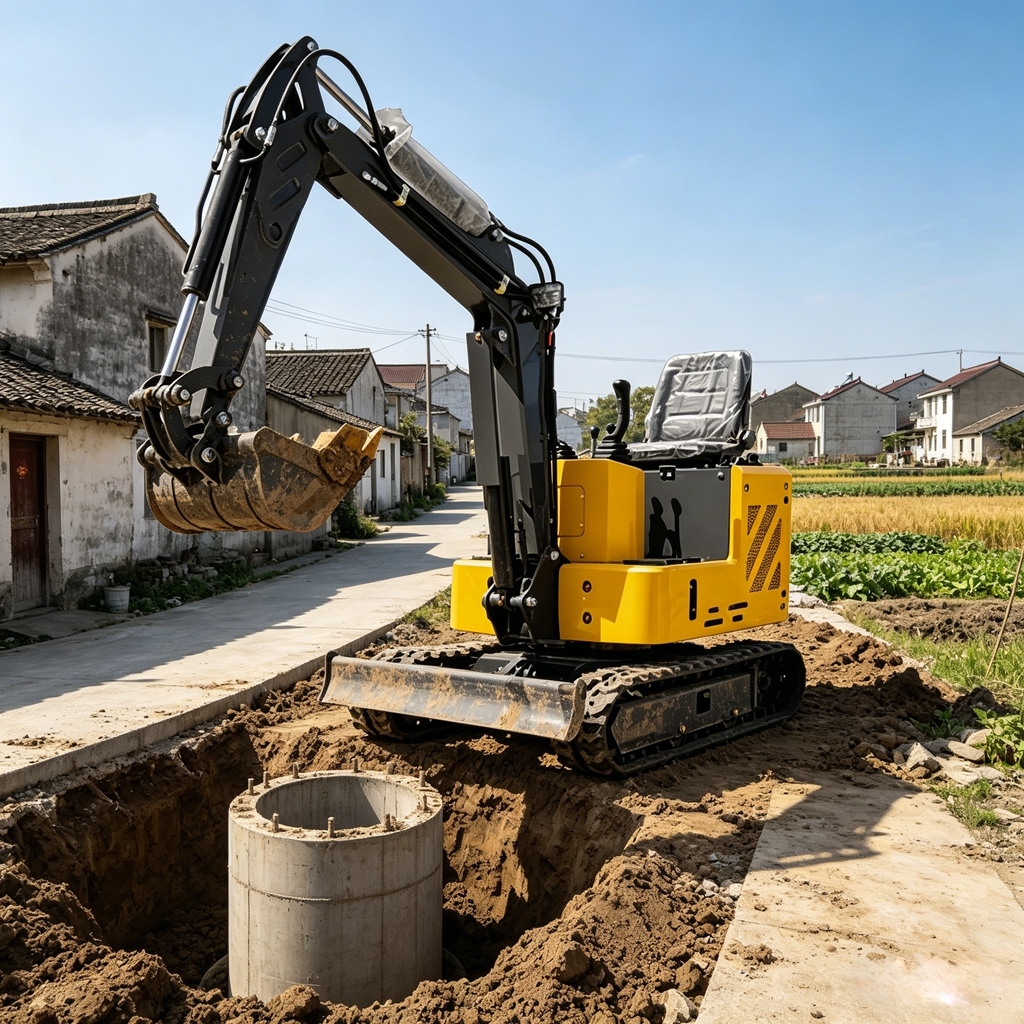 حفارة صغيرة 08/1.0 طن مع أداة  - مراجعة Trencher Machine Small وسعره